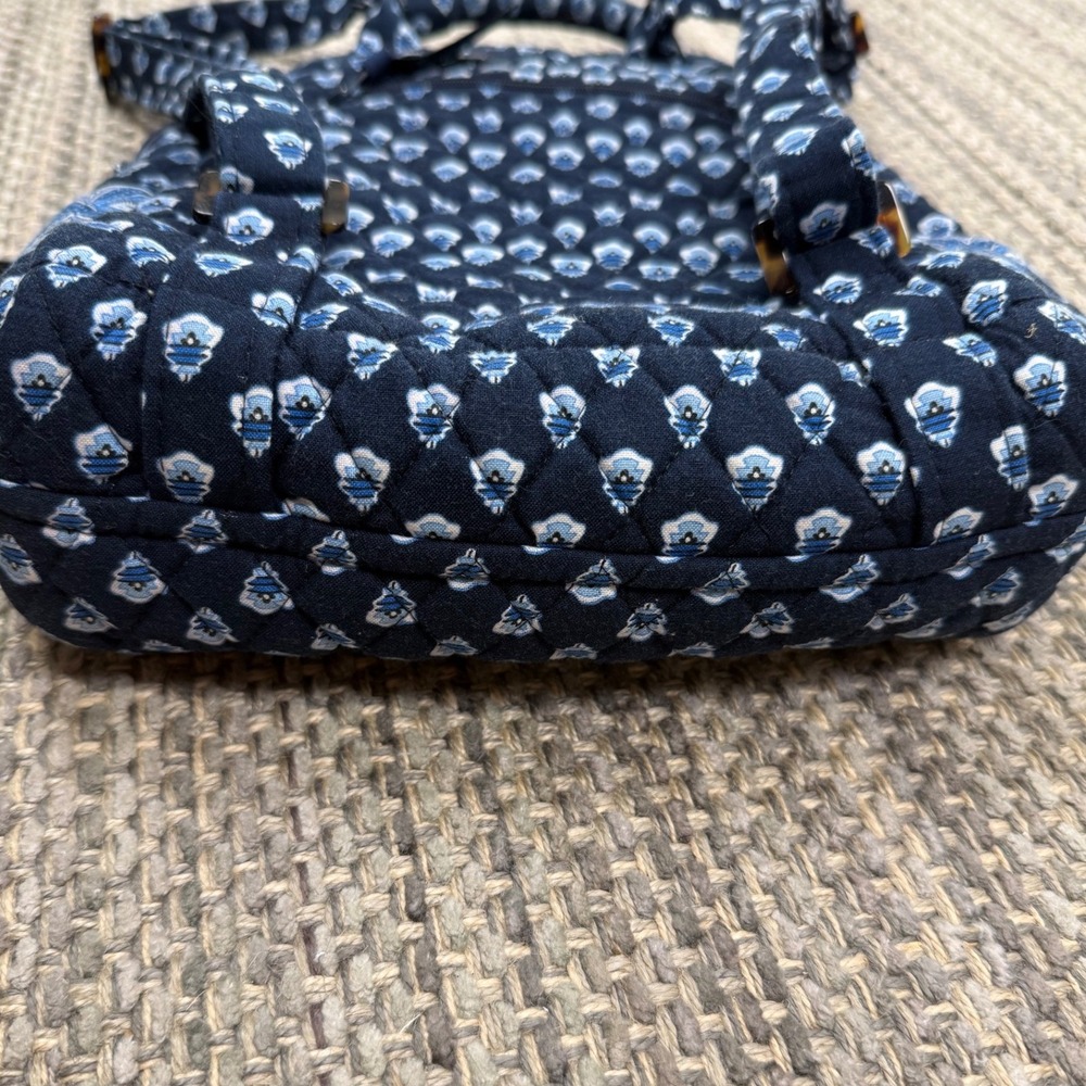 Vera Bradley Mini Backpack Navy Blue Quilted Floral Cotton Adjustable Straps - Picture 9 of 15